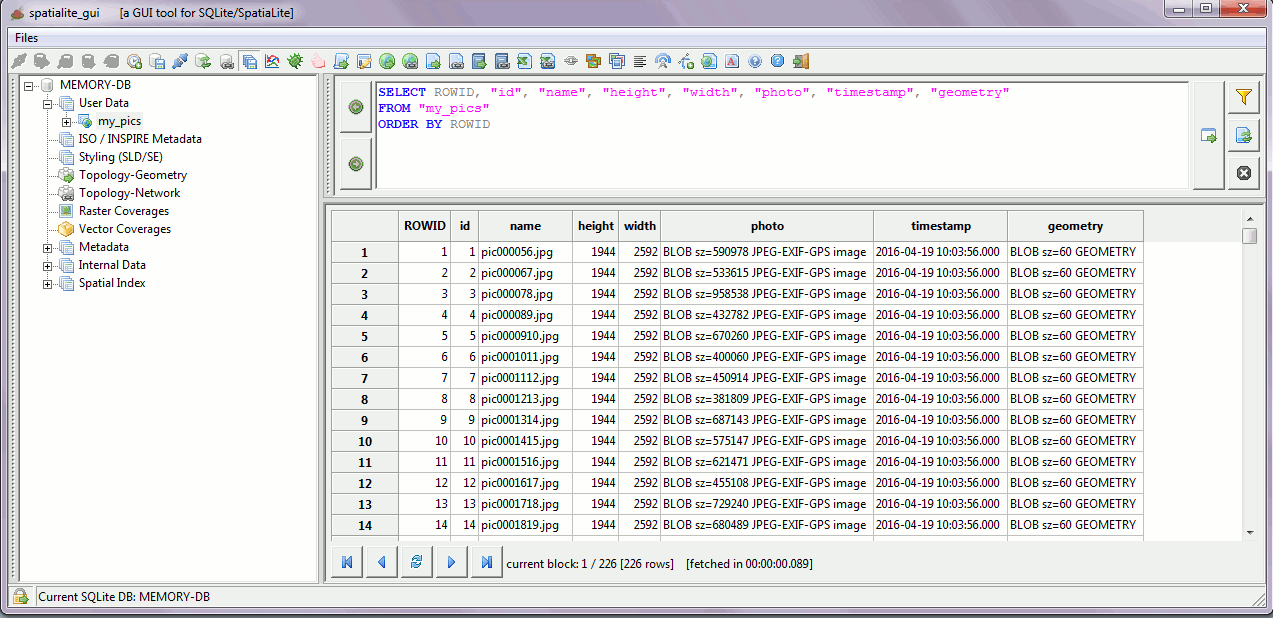 EXIF-GPS table