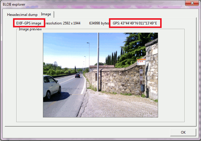 EXIF-GPS BlobExplorer